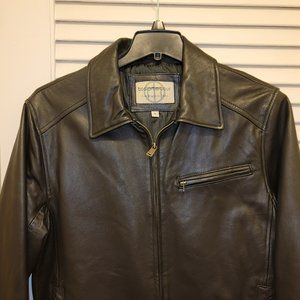 Boston Harbour Men's Leather Jacket - Black Leather Bomber Jacket Medium